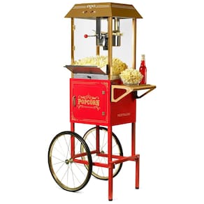 Pipoqueira Elétrica Carrinho Profissional Faz até 40 Xicaras com Panela de 295 mL, Nostalgia, 110V, Vermelha e Dourado