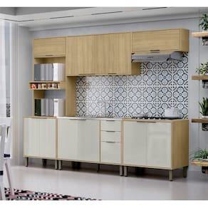 Cozinha Modulada 5 Peças Vick Castanho Off White