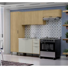Cozinha Modulada 4 Peças Completa Vick Castanho Off White