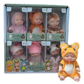 Conjunto de presentes Mini Baby Dolls KOILLIEUS de 4 polegadas com 6 roupas, 6 peças