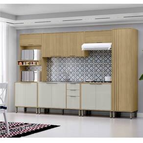 Cozinha Modulada 6 Peças Vick Castanho Off White