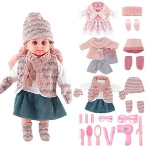 Conjunto de jogos Baby Doll DeAO 36 cm com 3 roupas e acessórios