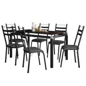 Conjunto Mesa de Jantar com 6 Cadeiras 161 Malva Tampo Vidro 140cm SF Preto Assento Andorinha - Combo Stock