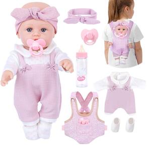 Conjunto de brinquedos Baby Doll BDDOLL de 30 cm com acesso a roupas e porta-malas.