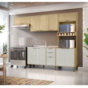 Cozinha Modulada 4 Peças Vick Castanho Off White