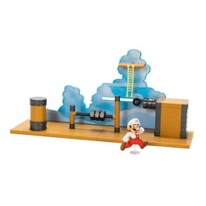 Playset Super Mario Deluxe Bowser`s Air Ship com Fire Mario de 2,5 polegadas