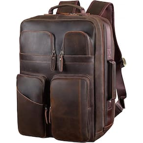 Mochila para laptop TIDING Full Grain Leather 17.3" para homens