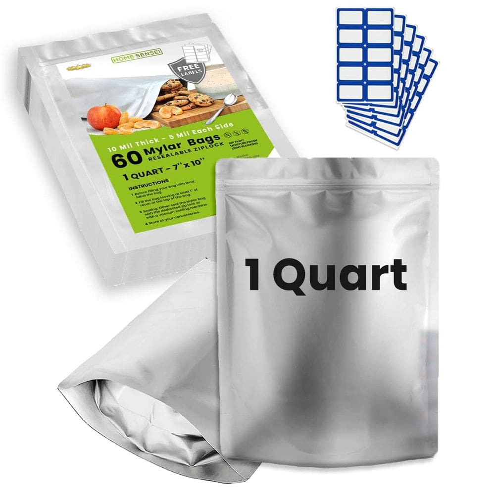 Bolsas Mylar Home Sensei de 1 litro para armazenamento de alimentos x60