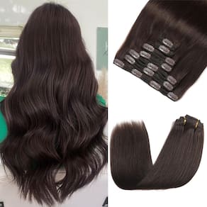 Clip in Hair Extensions Rimoss Real Human Hair Castanho escuro