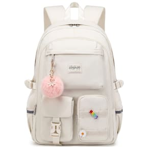 Mochila Abshoo Big Student Laptop para universitárias bege