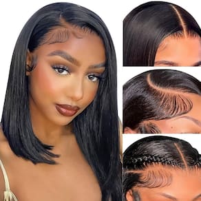 Peruca IJFMMEL Bob Human Hair 13x4, renda frontal, 35 cm, 180% de densidade