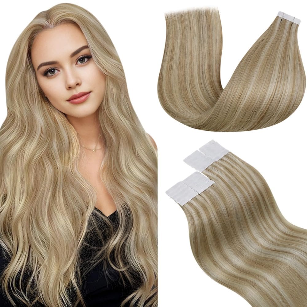 Fita adesiva em extensões de cabelo LaAvoo Blonde Human Hair 20 unidades 50g