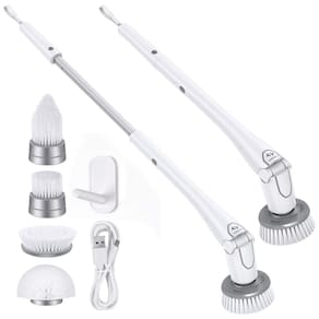 Vassoura Elétrica Rotativa 360 sem Fio com Cabo Flexível e 4 Acessórios, Branca, 110v, TILSWALL M1, Branco