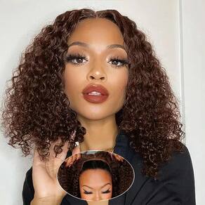 Peruca Pinketer Chocolate Brown Glueless Bob Human Hair 40cm