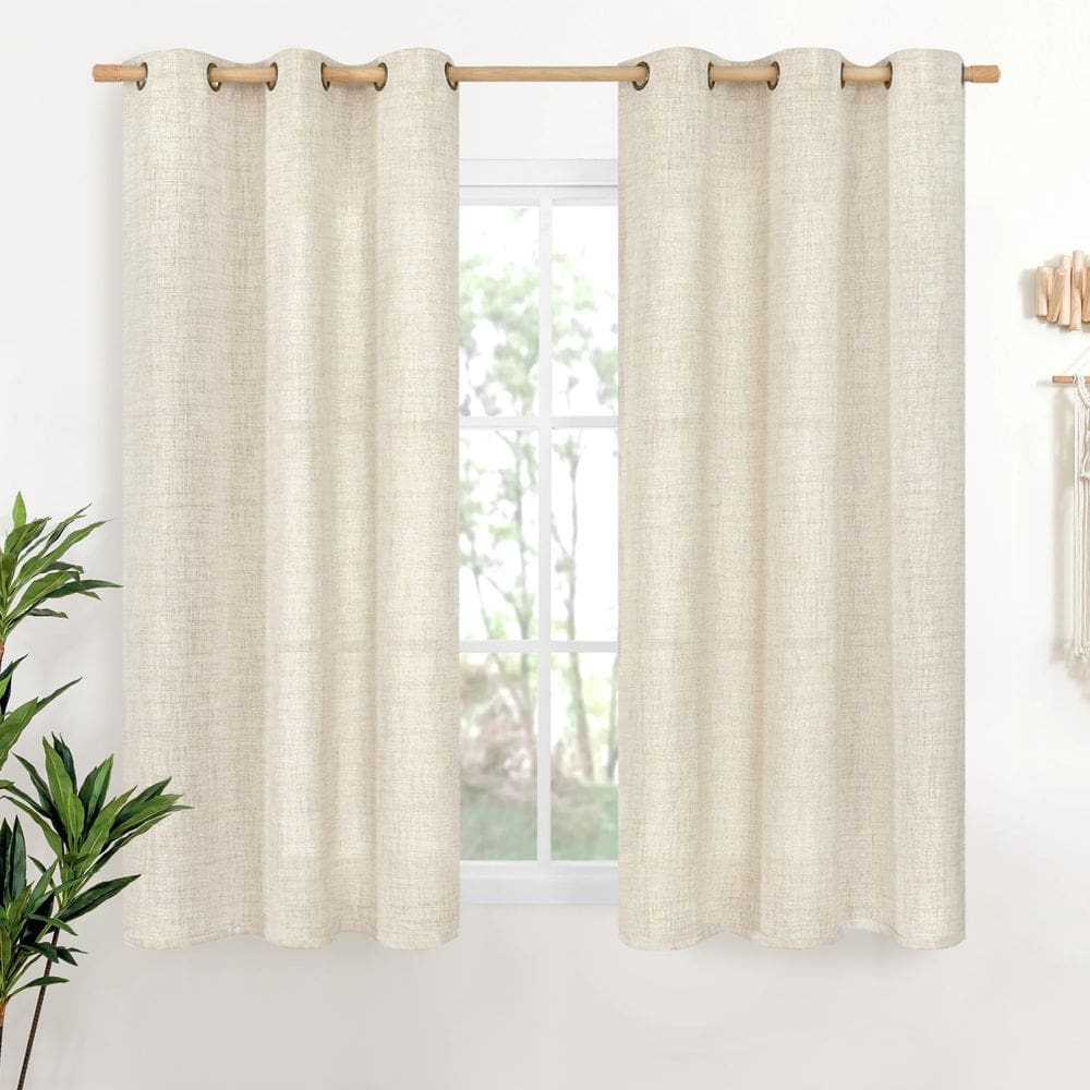 Cortinas YoungStex Short Linen, 137 cm de comprimento, filtragem de luz