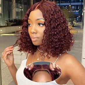 Peruca Pinketer 99J Burgundy Wear and Go Deep Wave Bob 40cm