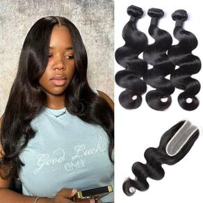 Pacotes de cabelo e fecho VILSAI Body Wave 10A Brazilian Hair