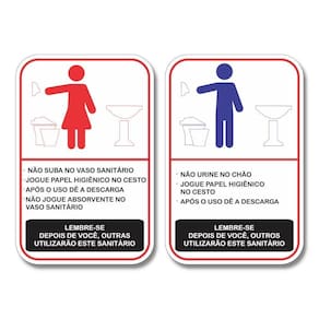 Kit 2 Placas De Sinalização Regras Banheiro Wc 20x13 Cm
