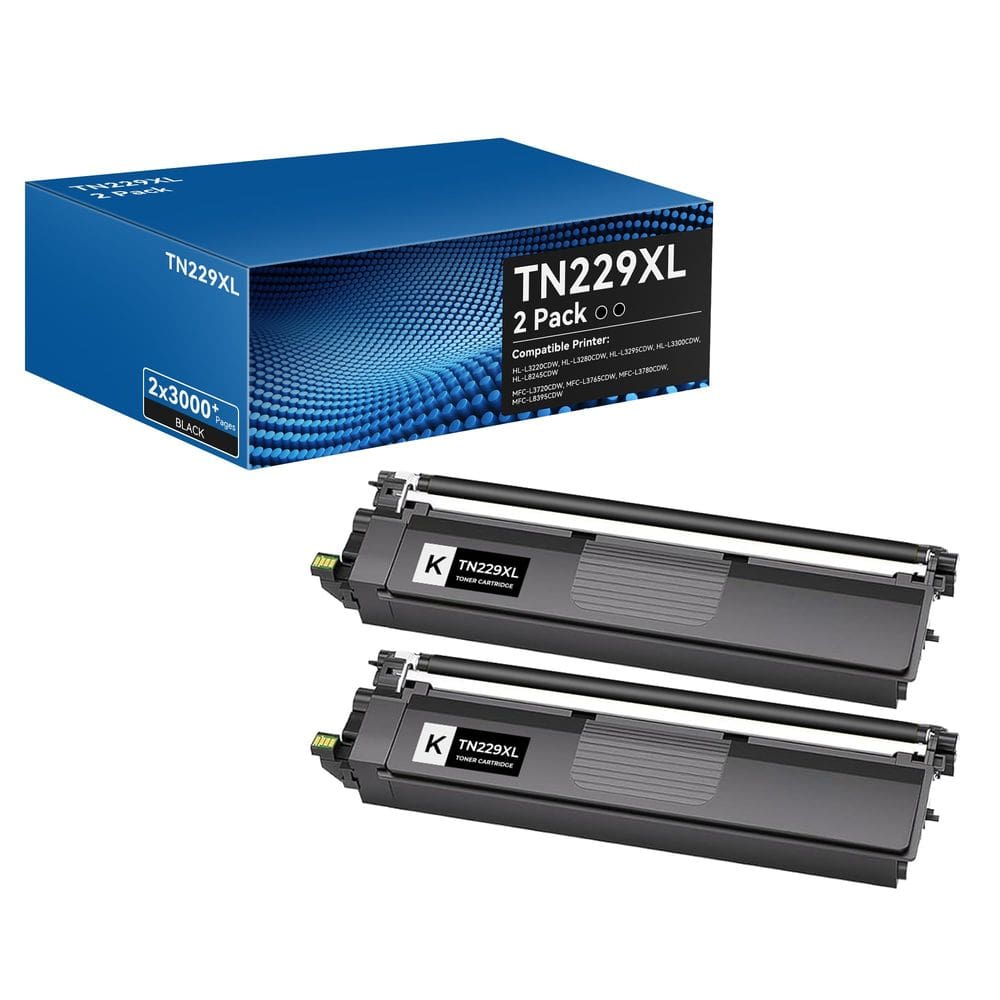 Cartuchos de toner W.L.M TN229XL pretos de alto rendimento, pacote com 2