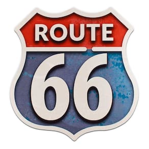 Placa Decorativa Recorte Route 66 Carro Moto 30x30 Cm