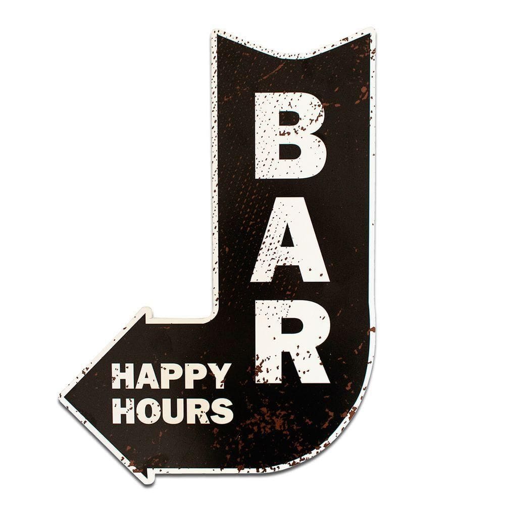 Placa Decorativa Recorte Seta Bar Happy Hours 37x26 Cm