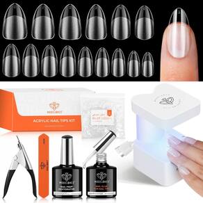 Kit de unhas em gel, modelos Upgrade, com 510 unidades de pontas de unhas e lâmpada