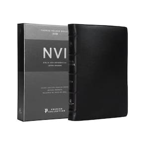 BÍBLIA SAGRADA NVI PREMIER COLLECTION, COURO autêntico, CAPA PRETA, LEITURA PERFEITA