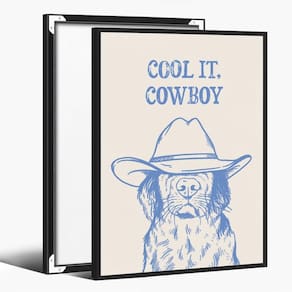 Pôster Blue Dog Cool It Cowboy Motivational 40x60cm com moldura preta