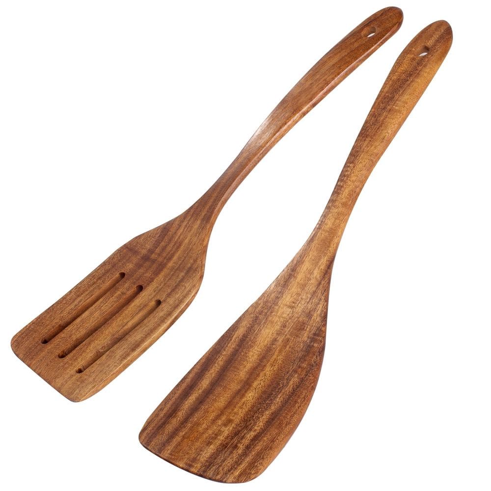 Espátula de madeira FunCee Acacia Wood Long Handle, pacote com 2