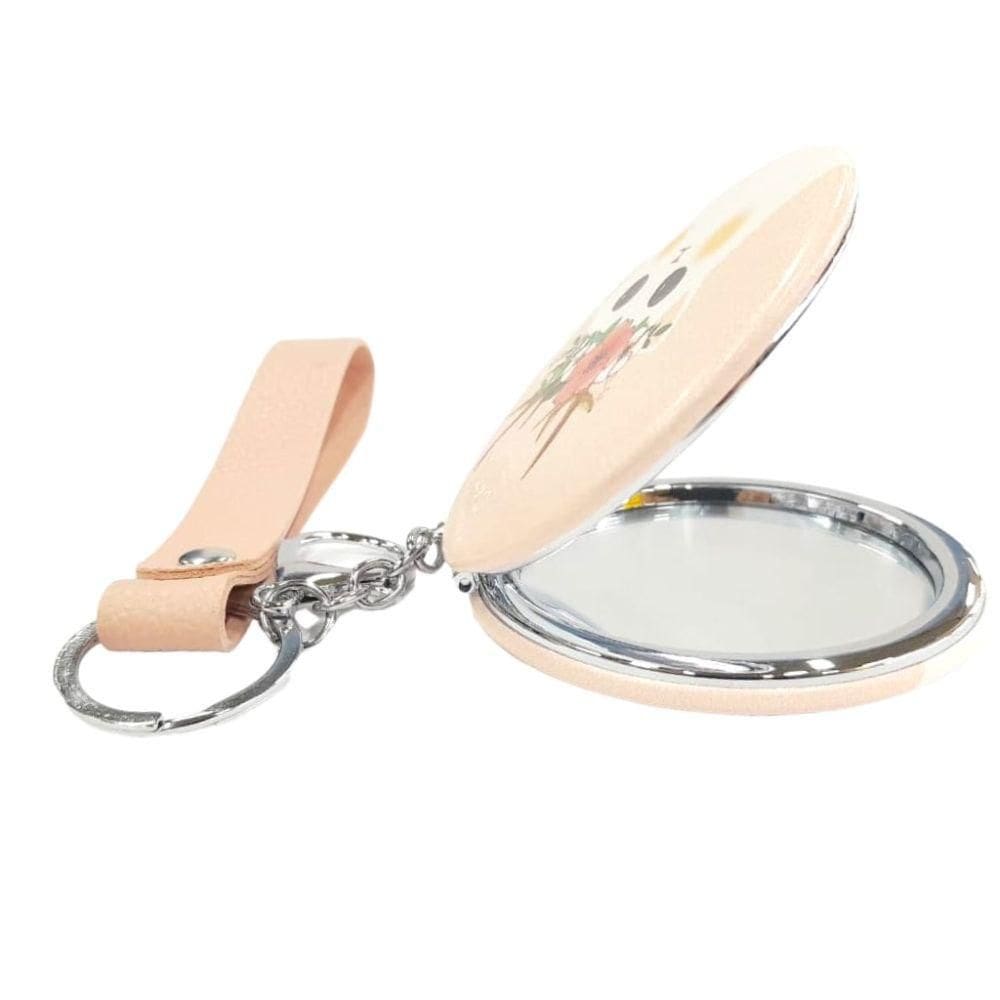 Espelho de Bolsa Redondo com Alça Gatinho Rosa 7 - Quanhe