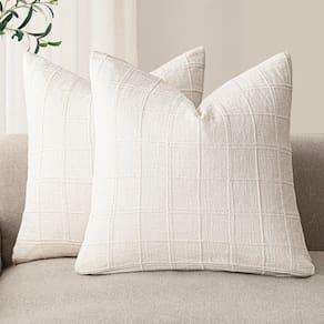 Capas de almofada Findtower Linen Check 50x50cm, branco creme