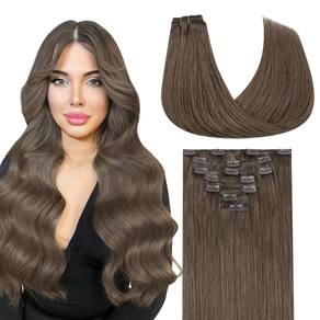 Clipe de cabelo em extensões DOORES Light Ash Brown 30 cm 7 unidades 80 g