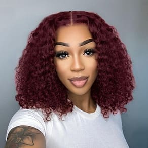 Peruca de cabelo humano frontal de renda sem cola HAYAHAIR Short Curly 30cm