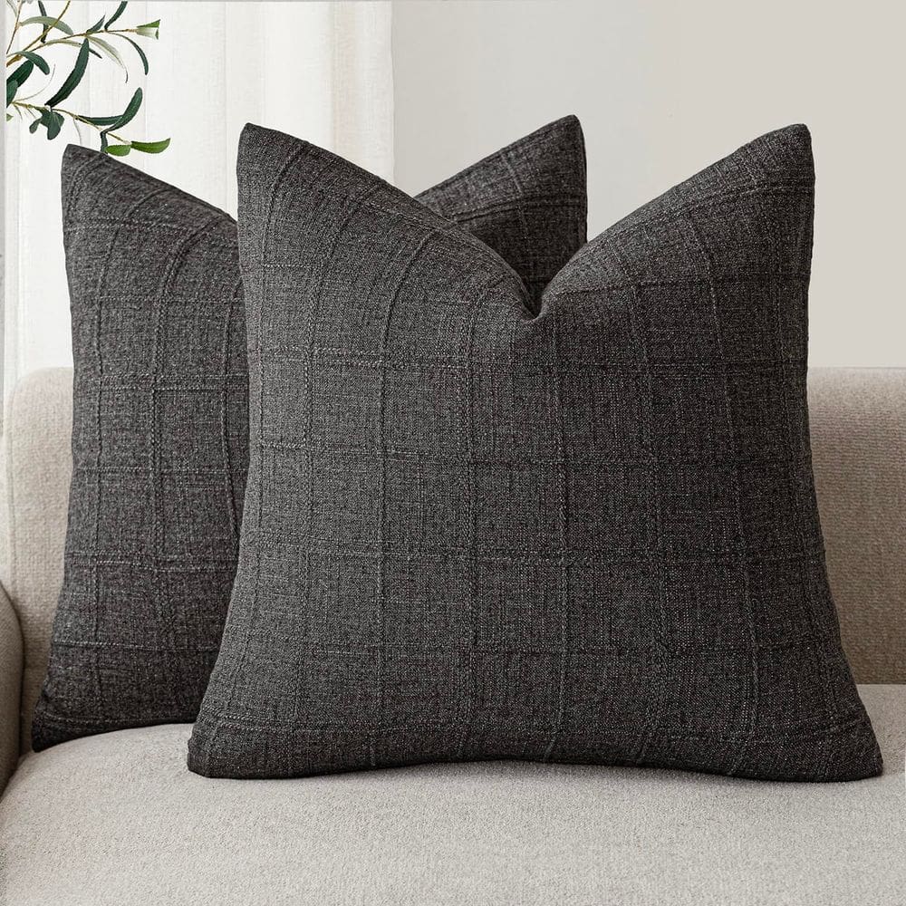 Capas de almofada Findtower Linen Check 50x50cm, conjunto de 2