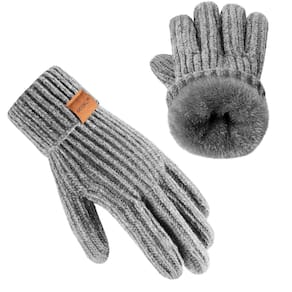 Luvas de inverno UCQKLI Chenille para mulheres forradas com lã quente