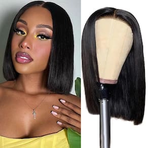 Peruca Pinketer Glueless Human Hair Bob 25 cm 180% de densidade