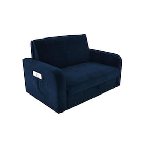 Sofá Cama com Baú 2 Lugares Daiane Azul Matrix
