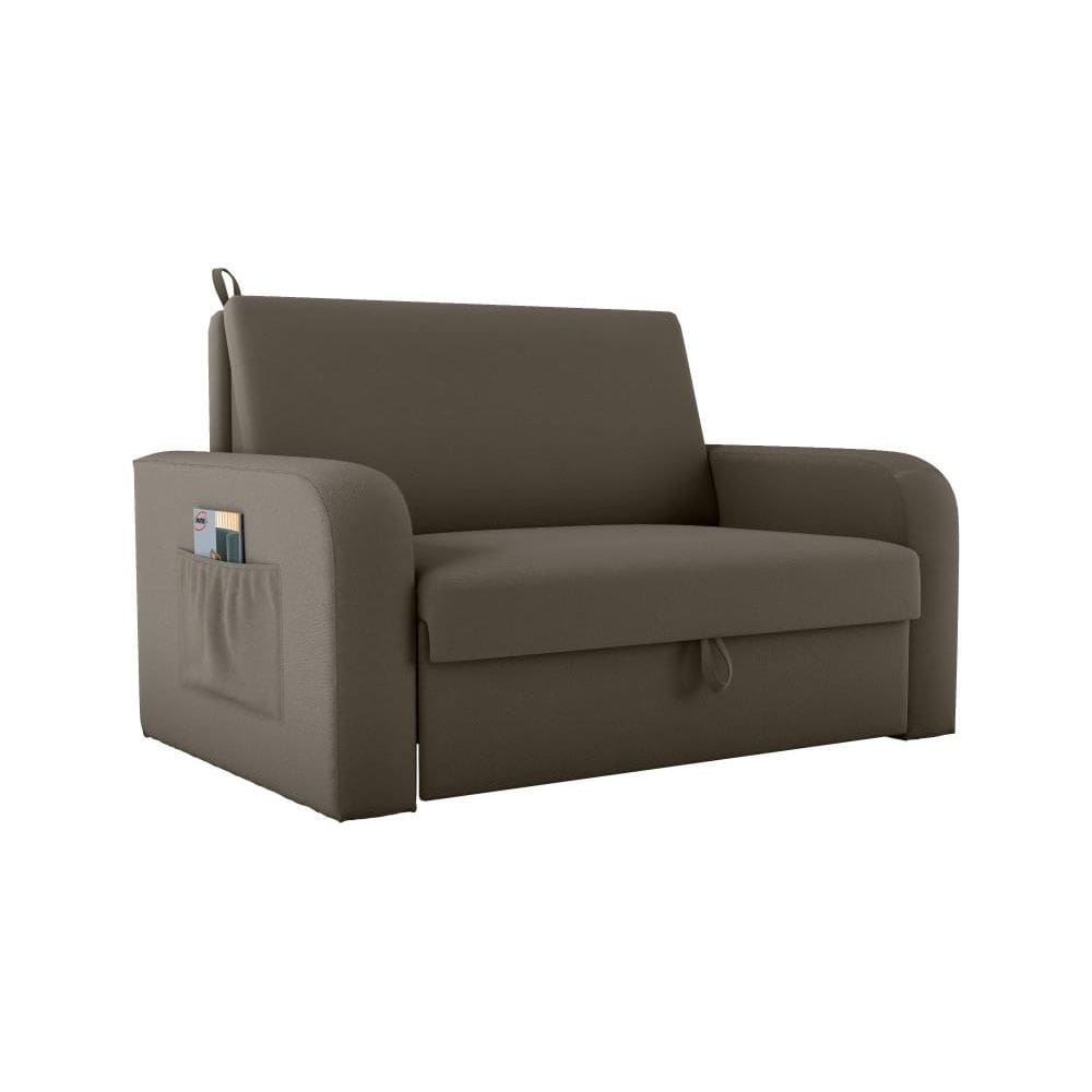 Sofá Cama com Baú 2 Lugares Daiane Marrom Matrix