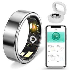 Rastreador de fitness Smart Ring GYSOA para homens e mulheres prateado