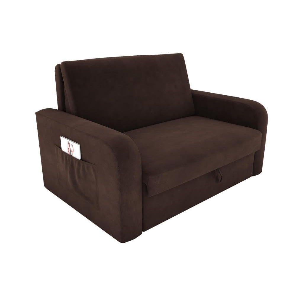 Sofá Cama com Baú 2 Lugares Daiane Marrom Matrix