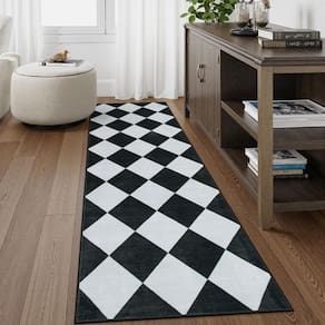 Tapete Runner Beeiva xadrez lavável 61 x 183 cm, antiderrapante