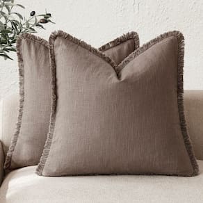 Capas de almofada Findtower Linen Fringe 60x60cm Light Coffee