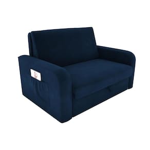 Sofá Cama com Baú 2 Lugares Daiane Azul Matrix