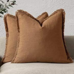 Conjunto de 2 capas de almofada Findtower Linen Fringe, 60 x 60 cm