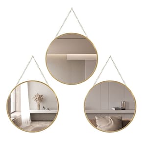 Mirror Wall Decor Decocino Hanging Circle Gold 25 cm, conjunto de 3