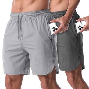 Pacote de 2 shorts de corrida CANGHPGIN para homens de 7 polegadas com bolsos