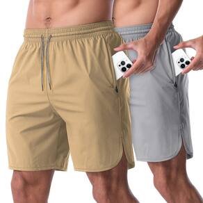 Pacote de 2 shorts de corrida CANGHPGIN para homens de 7 polegadas com bolsos