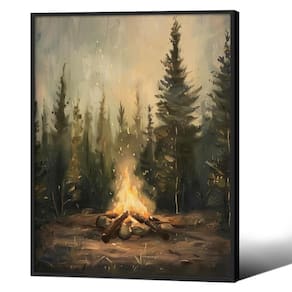 Arte de parede em tela Vintage Forest Rustic Campfire 30x40cm