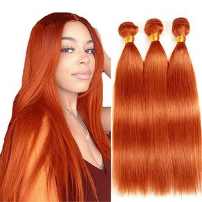 Pacotes de cabelo Condescension 10 1/2 14 polegadas Straight Wave Orange