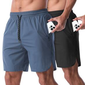 Pacote de 2 shorts de corrida CANGHPGIN para homens de 7 polegadas com bolsos